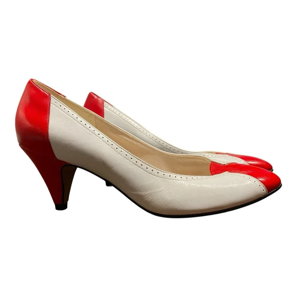 Vintage Naturalizer‎ Women's Heels Size 7.5 Red White Pump